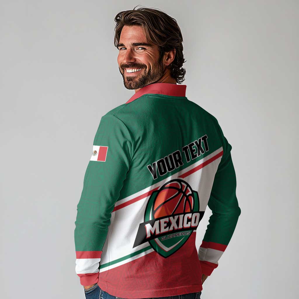 Personalized Mexico Basketball Long Sleeve Polo Shirt Guerreros Go Champion
