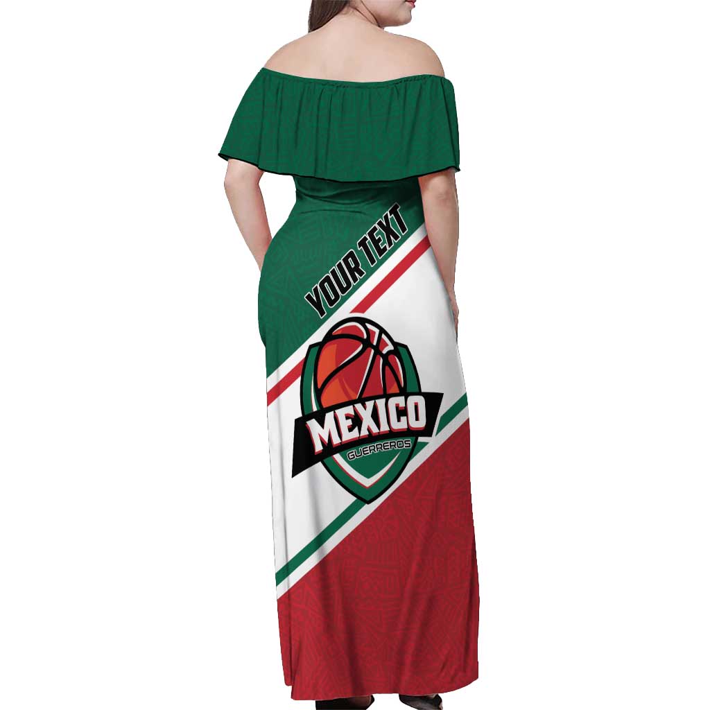 Personalized Mexico Basketball Off Shoulder Maxi Dress Guerreros Go Champion