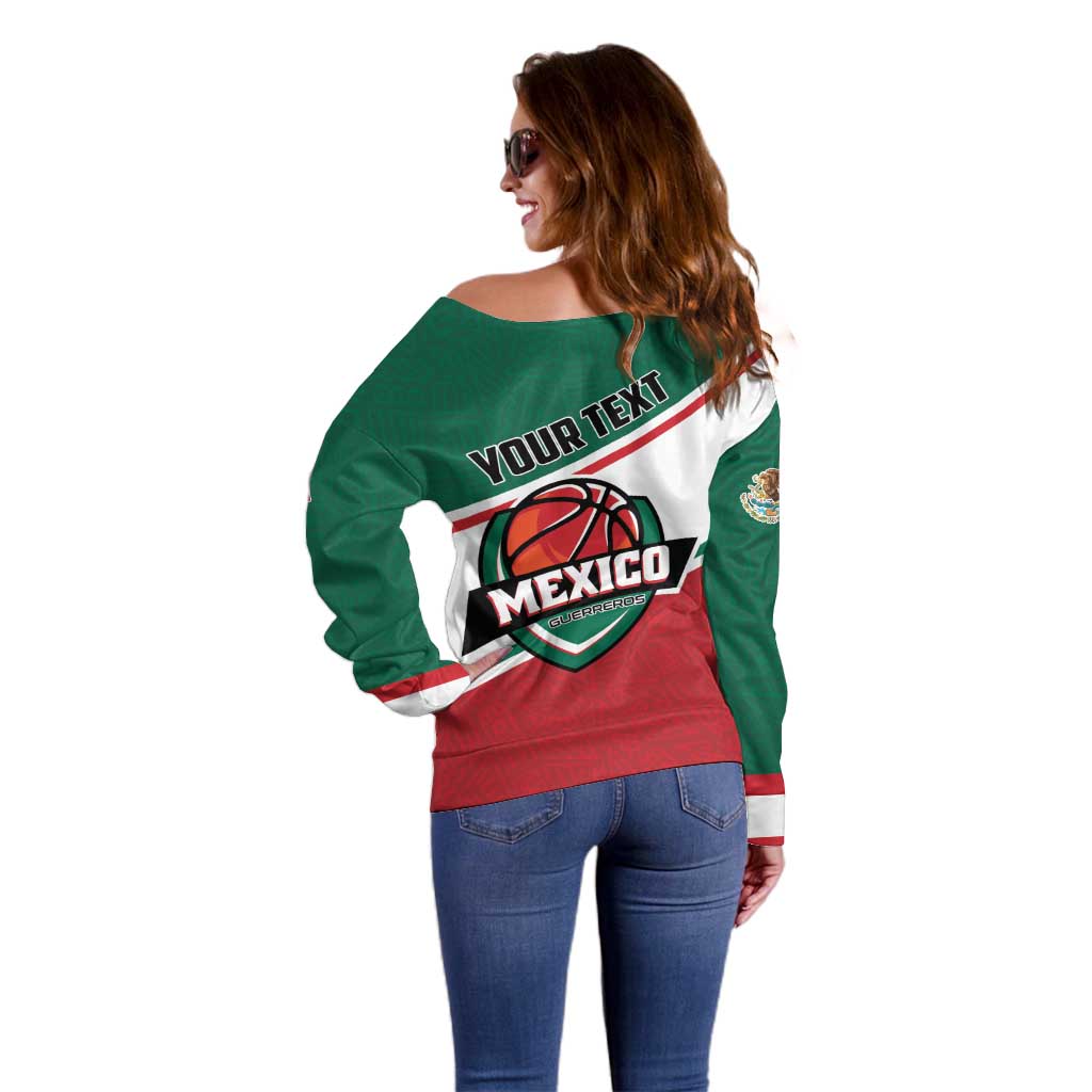 Personalized Mexico Basketball Off Shoulder Sweater Guerreros Go Champion