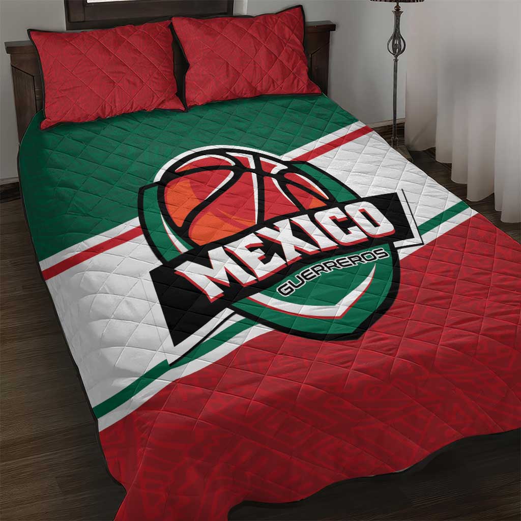 Mexico Basketball Quilt Bed Set Guerreros Go Champion