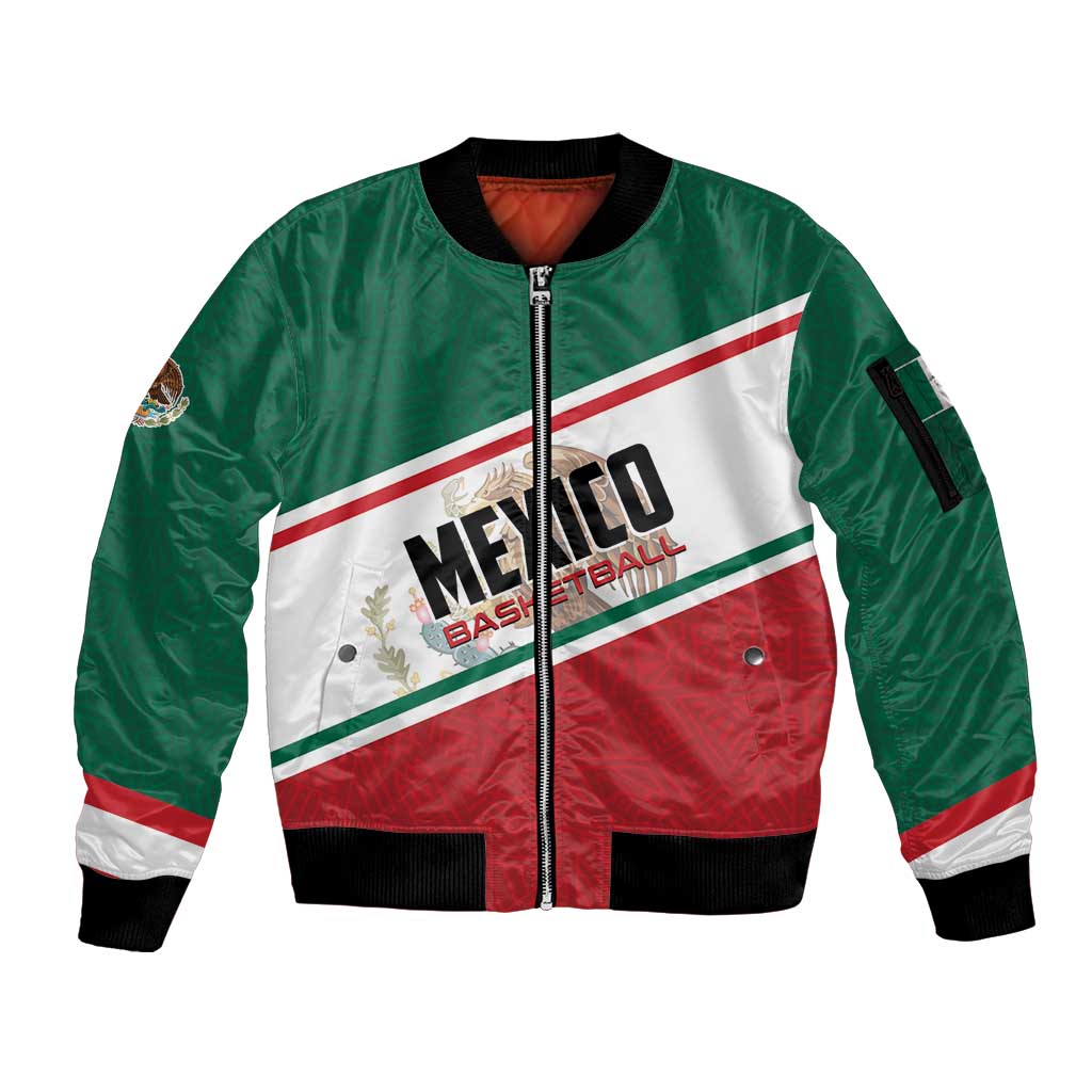 Personalized Mexico Basketball Sleeve Zip Bomber Jacket Guerreros Go Champion