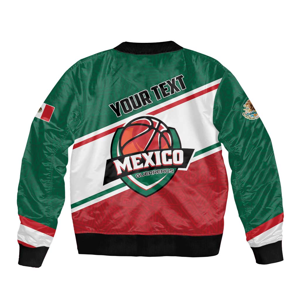 Personalized Mexico Basketball Sleeve Zip Bomber Jacket Guerreros Go Champion