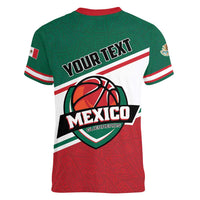 Personalized Mexico Basketball Women V-Neck T-Shirt Guerreros Go Champion