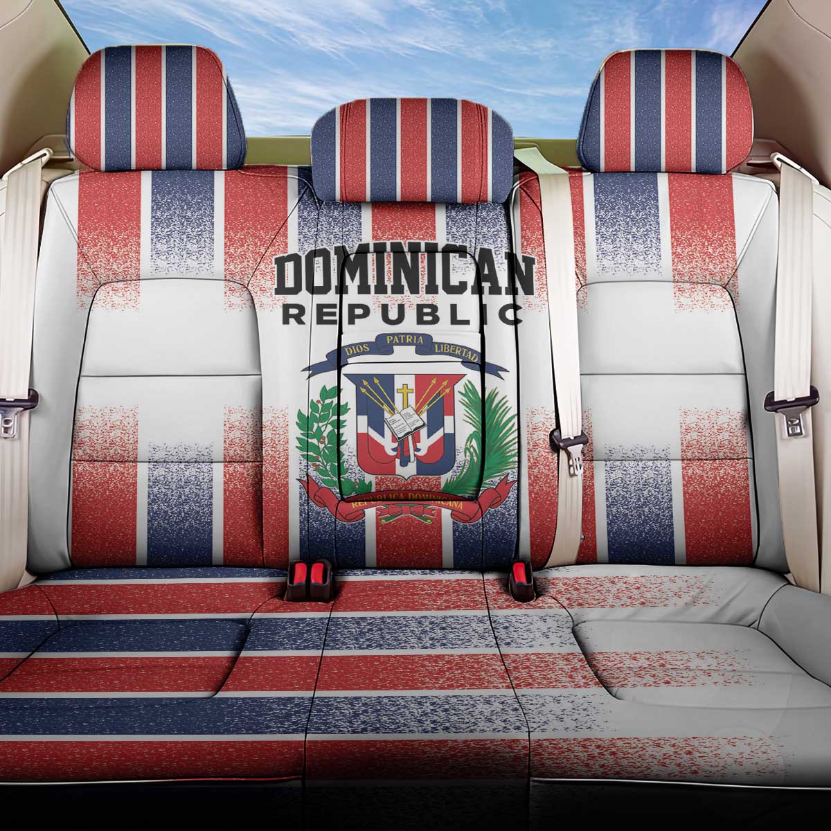 Dominican Republic Back Car Seat Cover Stripe Stylized