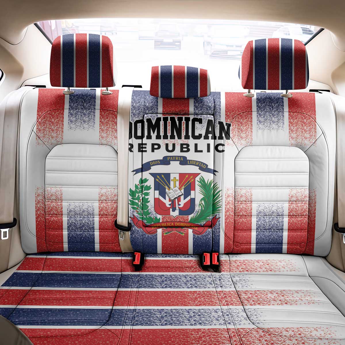 Dominican Republic Back Car Seat Cover Stripe Stylized