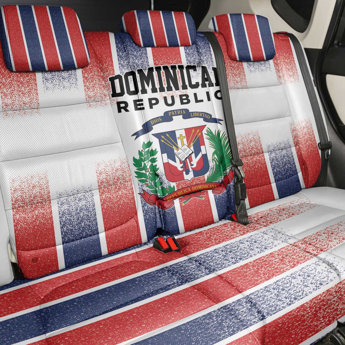 Dominican Republic Back Car Seat Cover Stripe Stylized