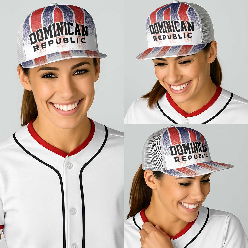 Dominican Republic Baseball Net Cap Stripe Stylized