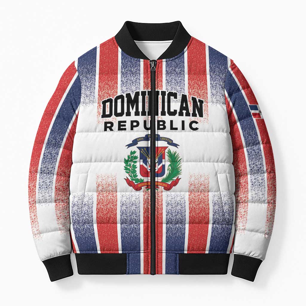 Personalized Dominican Republic Bomber Puffer Jacket Stripe Stylized