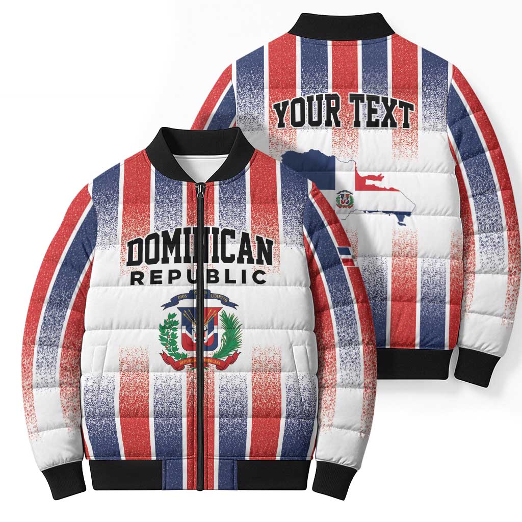 Personalized Dominican Republic Bomber Puffer Jacket Stripe Stylized