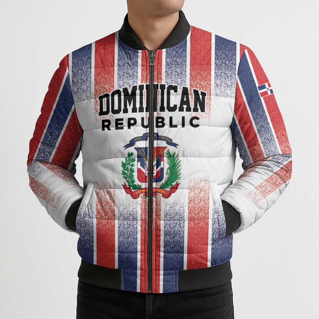Personalized Dominican Republic Bomber Puffer Jacket Stripe Stylized