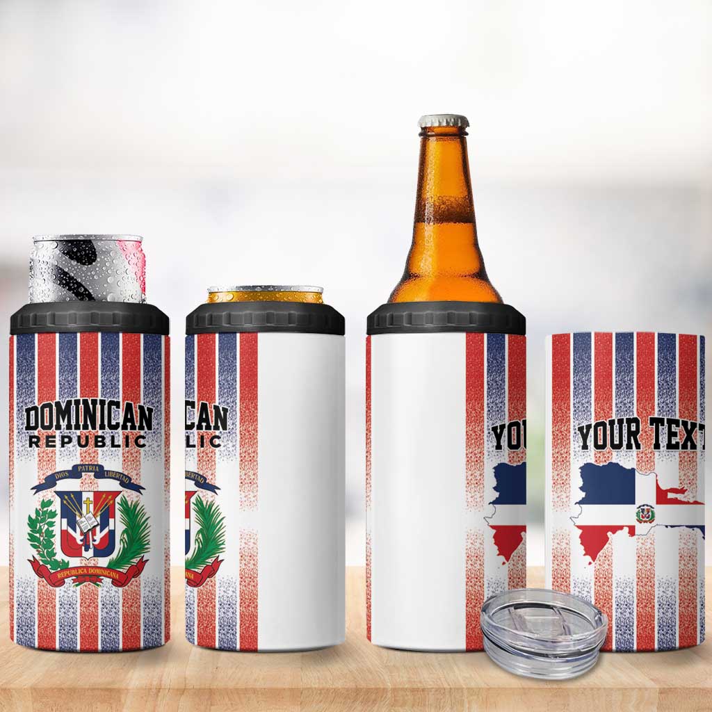 Personalized Dominican Republic 4 in 1 Can Cooler Tumbler Stripe Stylized