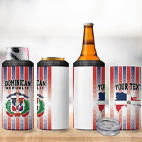 Personalized Dominican Republic 4 in 1 Can Cooler Tumbler Stripe Stylized