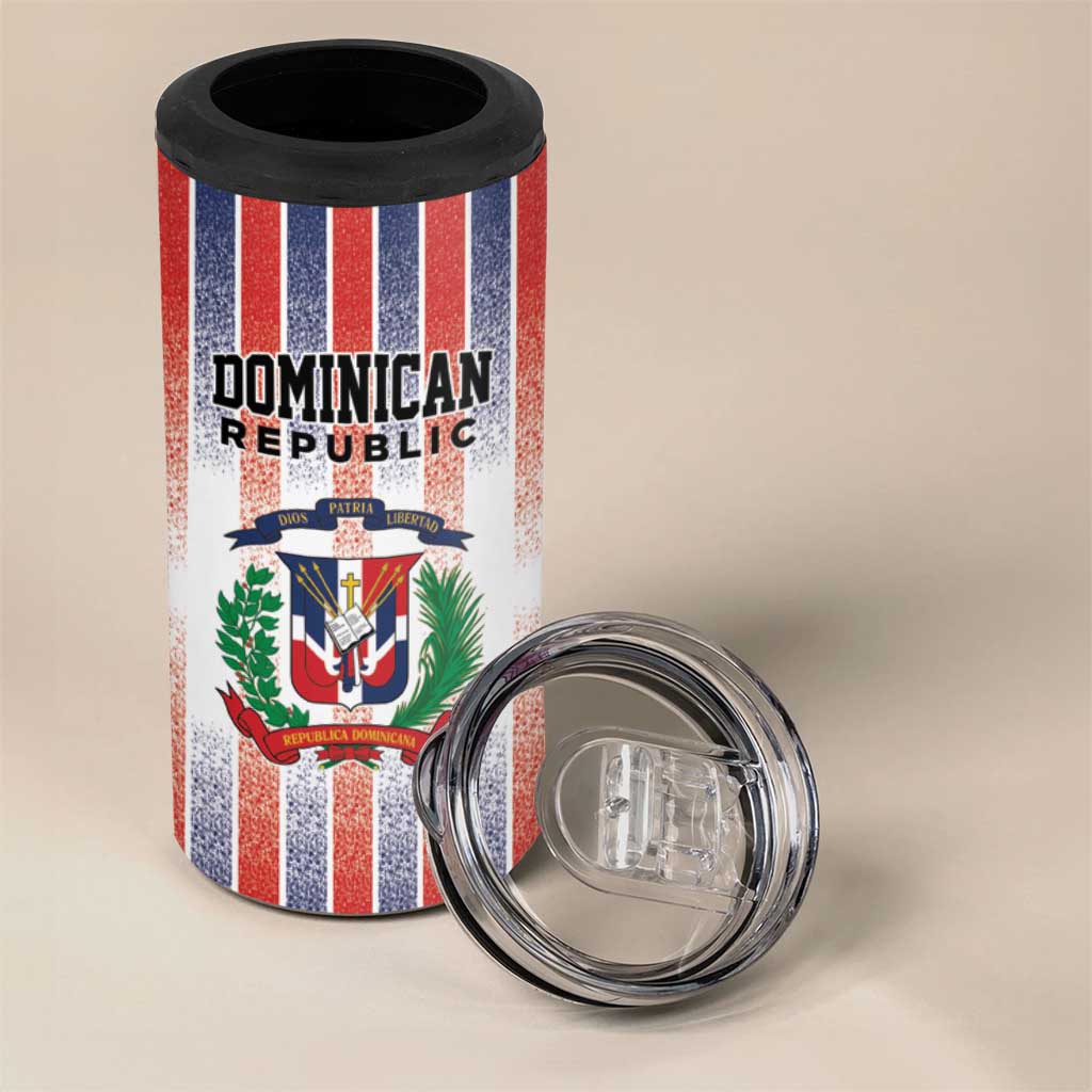 Personalized Dominican Republic 4 in 1 Can Cooler Tumbler Stripe Stylized