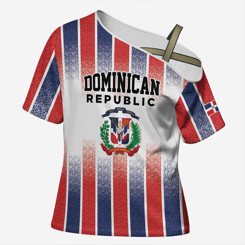 Personalized Dominican Republic Cross Shoulder Shirt Stripe Stylized