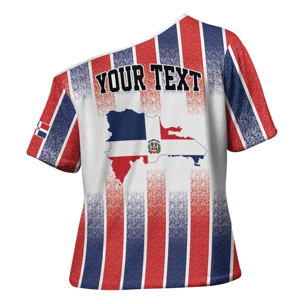 Personalized Dominican Republic Cross Shoulder Shirt Stripe Stylized