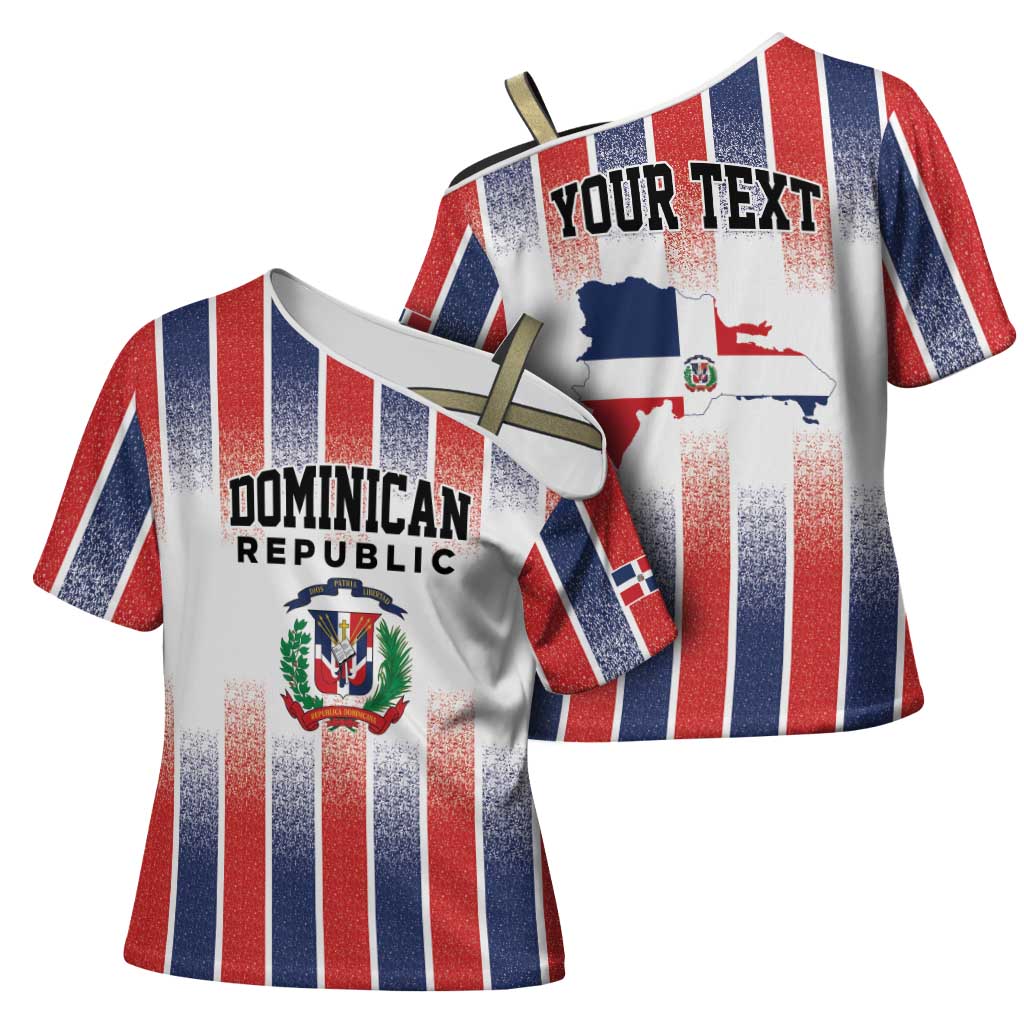 Personalized Dominican Republic Cross Shoulder Shirt Stripe Stylized