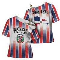 Personalized Dominican Republic Cross Shoulder Shirt Stripe Stylized