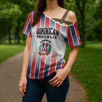 Personalized Dominican Republic Cross Shoulder Shirt Stripe Stylized