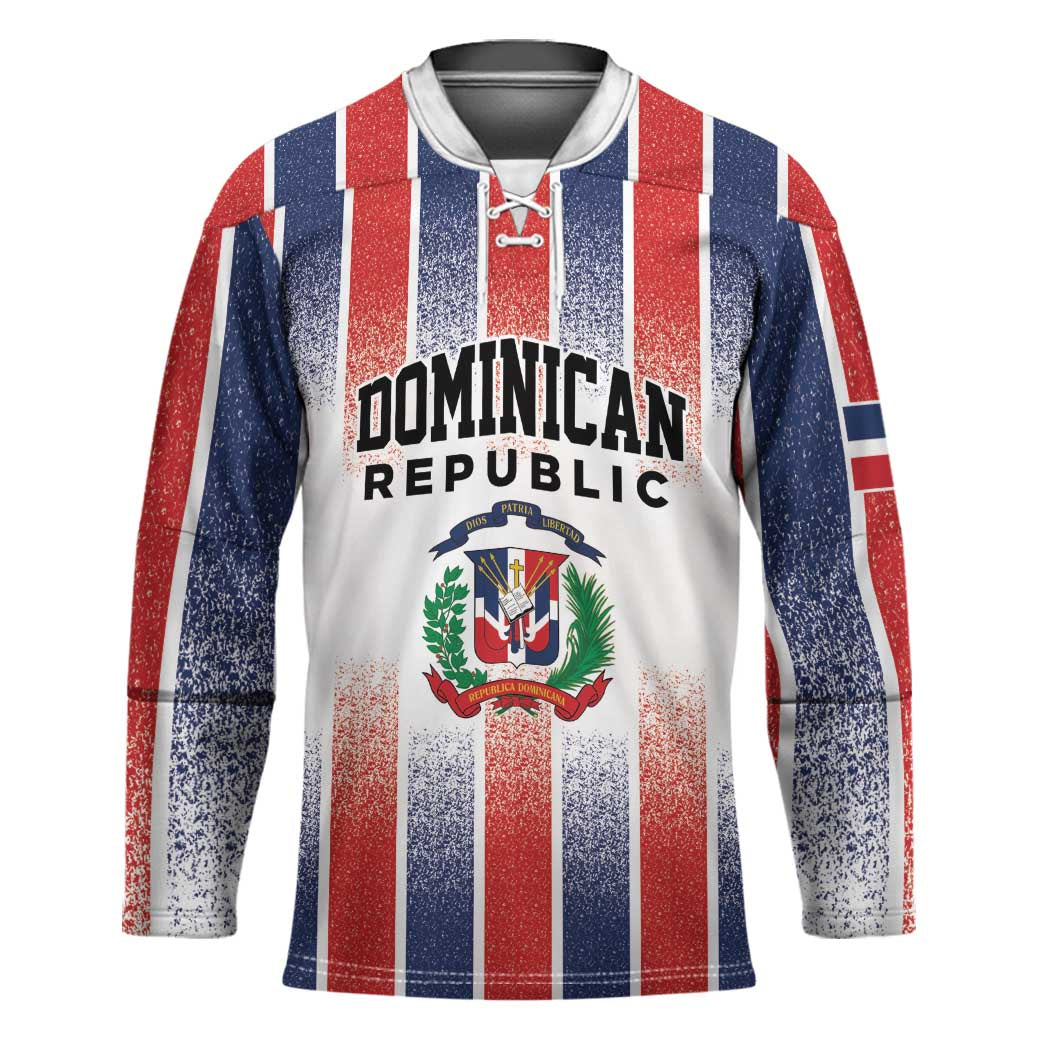 Personalized Dominican Republic Hockey Jersey Stripe Stylized