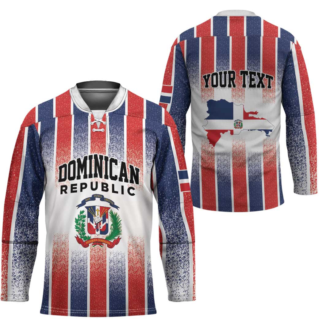 Personalized Dominican Republic Hockey Jersey Stripe Stylized