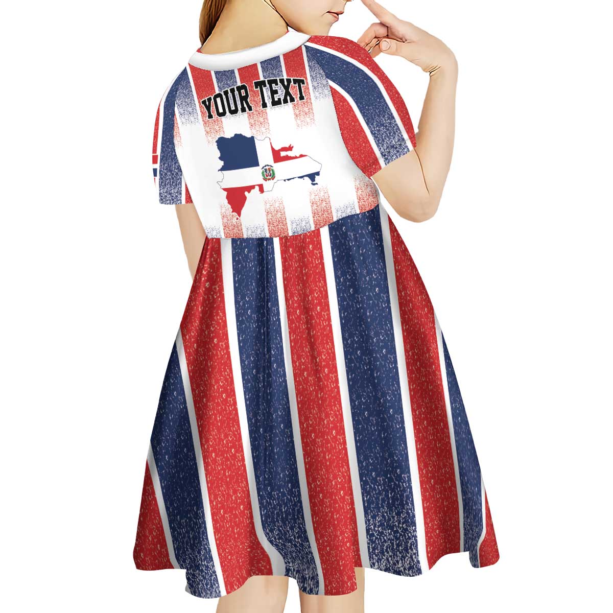 Personalized Dominican Republic Kid Short Sleeve Dress Stripe Stylized