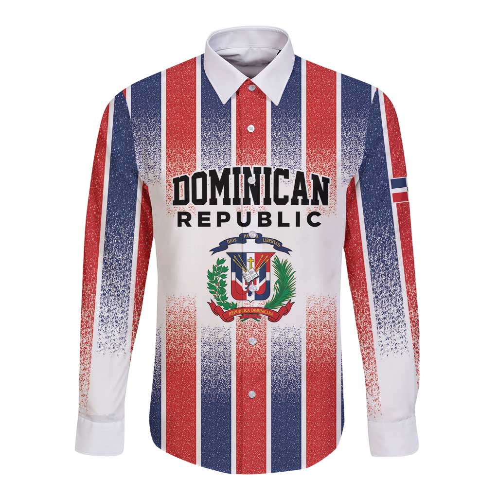 Personalized Dominican Republic Long Sleeve Button Shirt Stripe Stylized