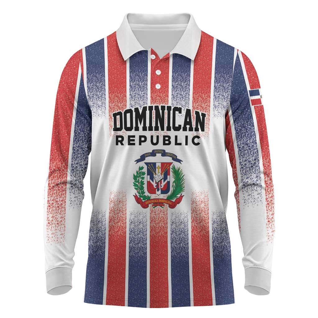 Personalized Dominican Republic Long Sleeve Polo Shirt Stripe Stylized