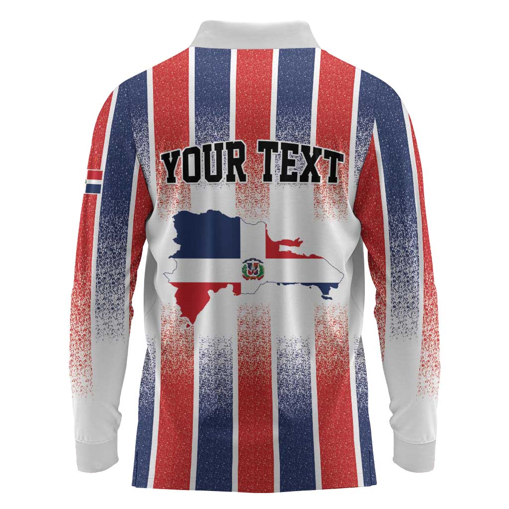 Personalized Dominican Republic Long Sleeve Polo Shirt Stripe Stylized