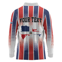 Personalized Dominican Republic Long Sleeve Polo Shirt Stripe Stylized