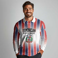 Personalized Dominican Republic Long Sleeve Polo Shirt Stripe Stylized