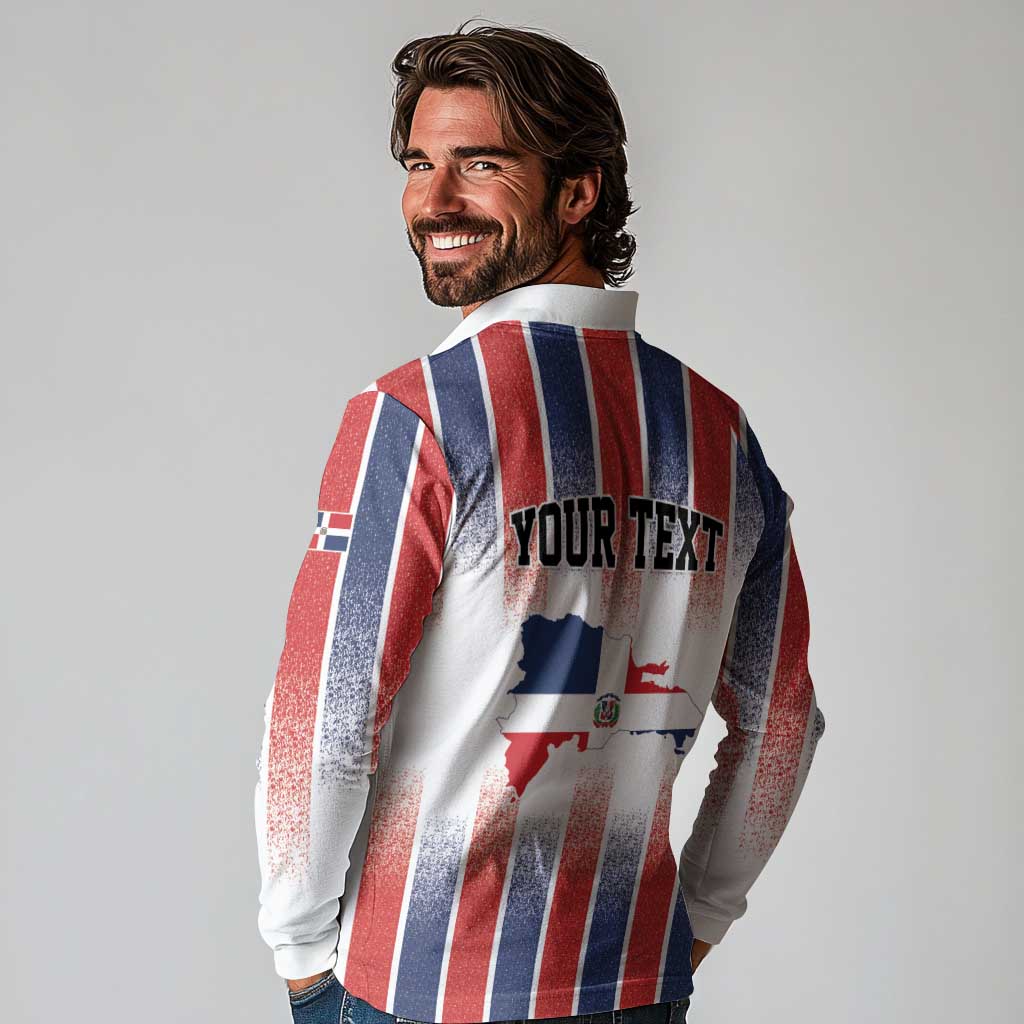 Personalized Dominican Republic Long Sleeve Polo Shirt Stripe Stylized