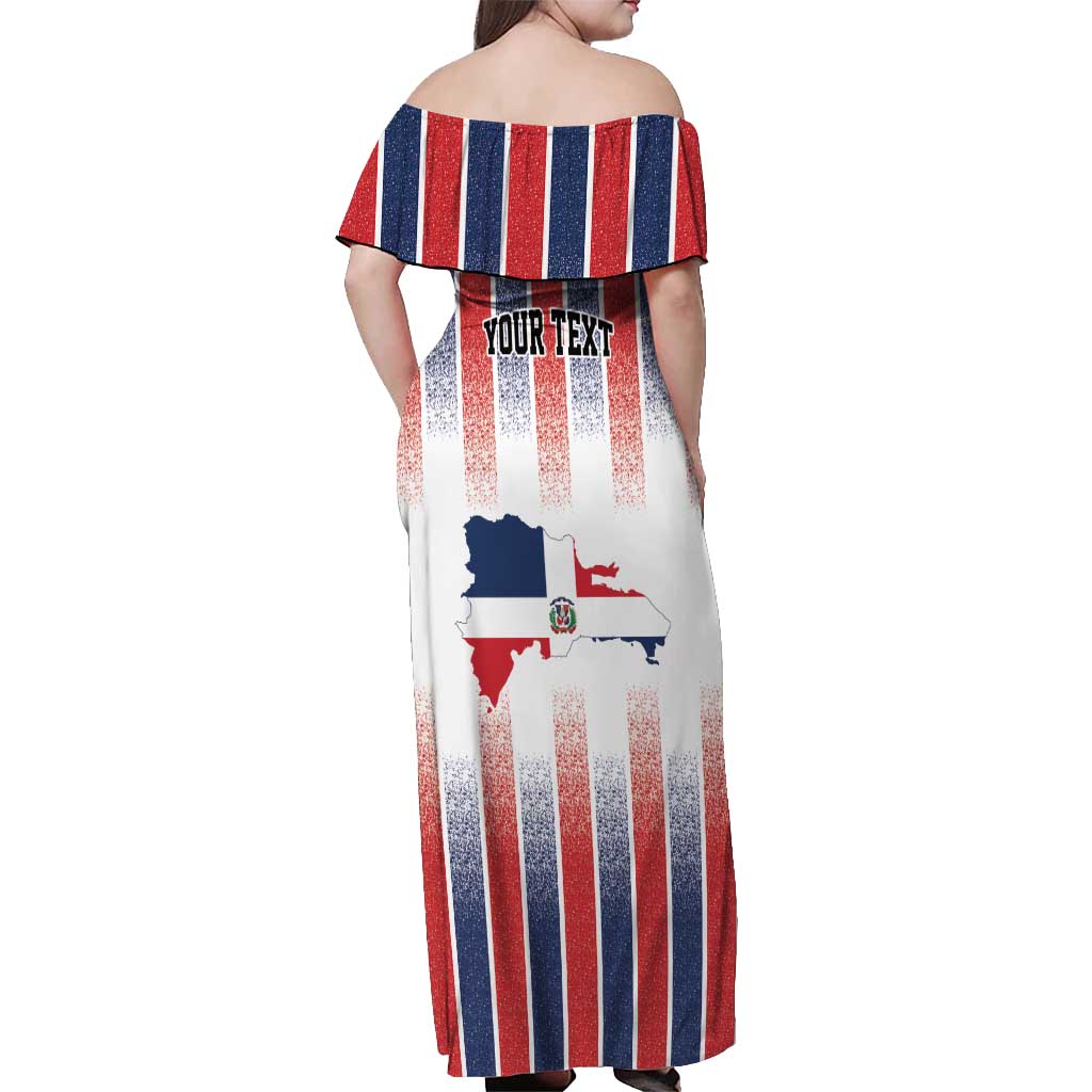 Personalized Dominican Republic Off Shoulder Maxi Dress Stripe Stylized