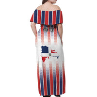 Personalized Dominican Republic Off Shoulder Maxi Dress Stripe Stylized