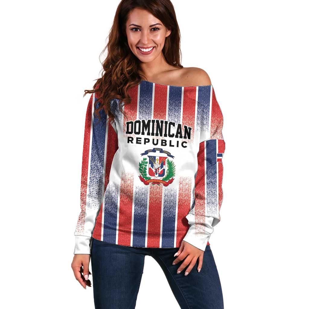 Personalized Dominican Republic Off Shoulder Sweater Stripe Stylized