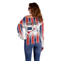 Personalized Dominican Republic Off Shoulder Sweater Stripe Stylized