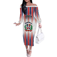 Personalized Dominican Republic Off The Shoulder Long Sleeve Dress Stripe Stylized