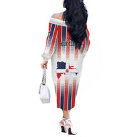 Personalized Dominican Republic Off The Shoulder Long Sleeve Dress Stripe Stylized