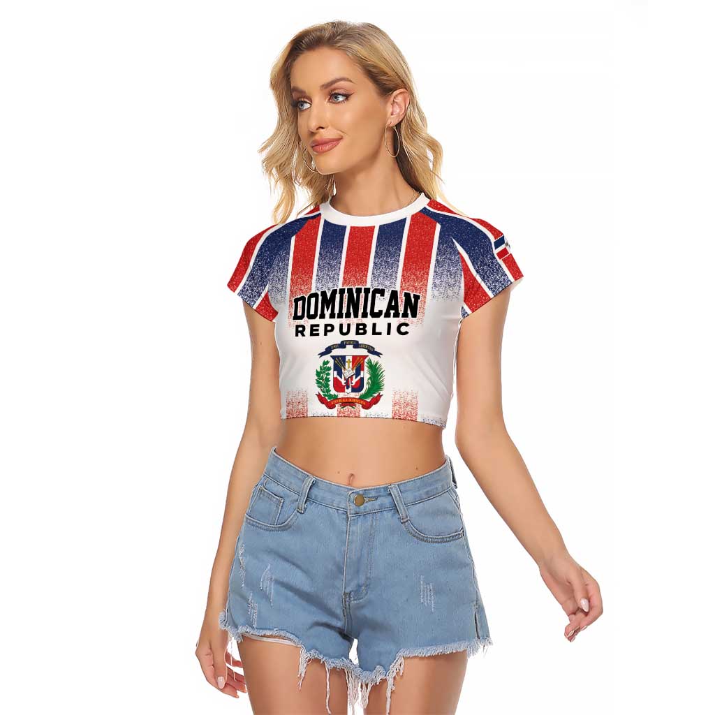 Personalized Dominican Republic Raglan Cropped T Shirt Stripe Stylized