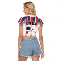 Personalized Dominican Republic Raglan Cropped T Shirt Stripe Stylized