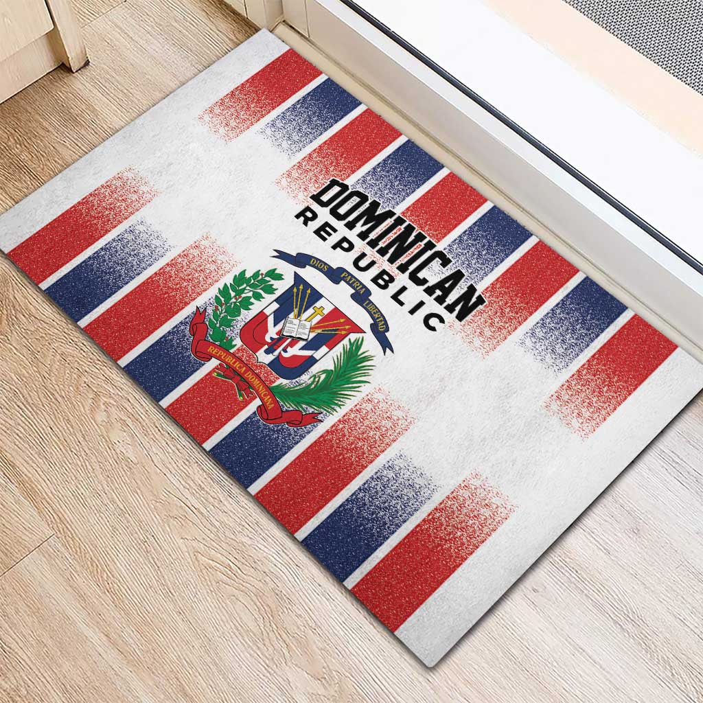 Dominican Republic Rubber Doormat Stripe Stylized