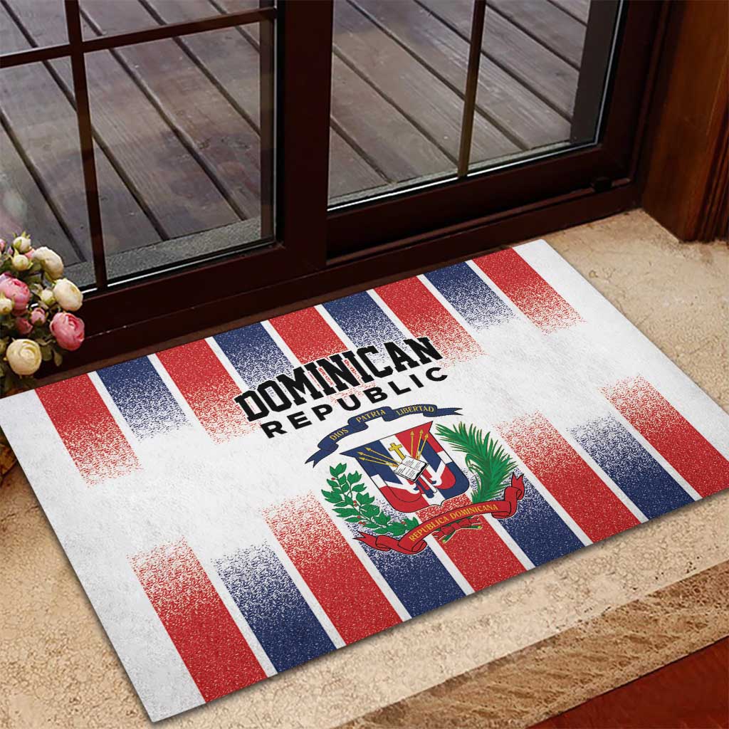 Dominican Republic Rubber Doormat Stripe Stylized