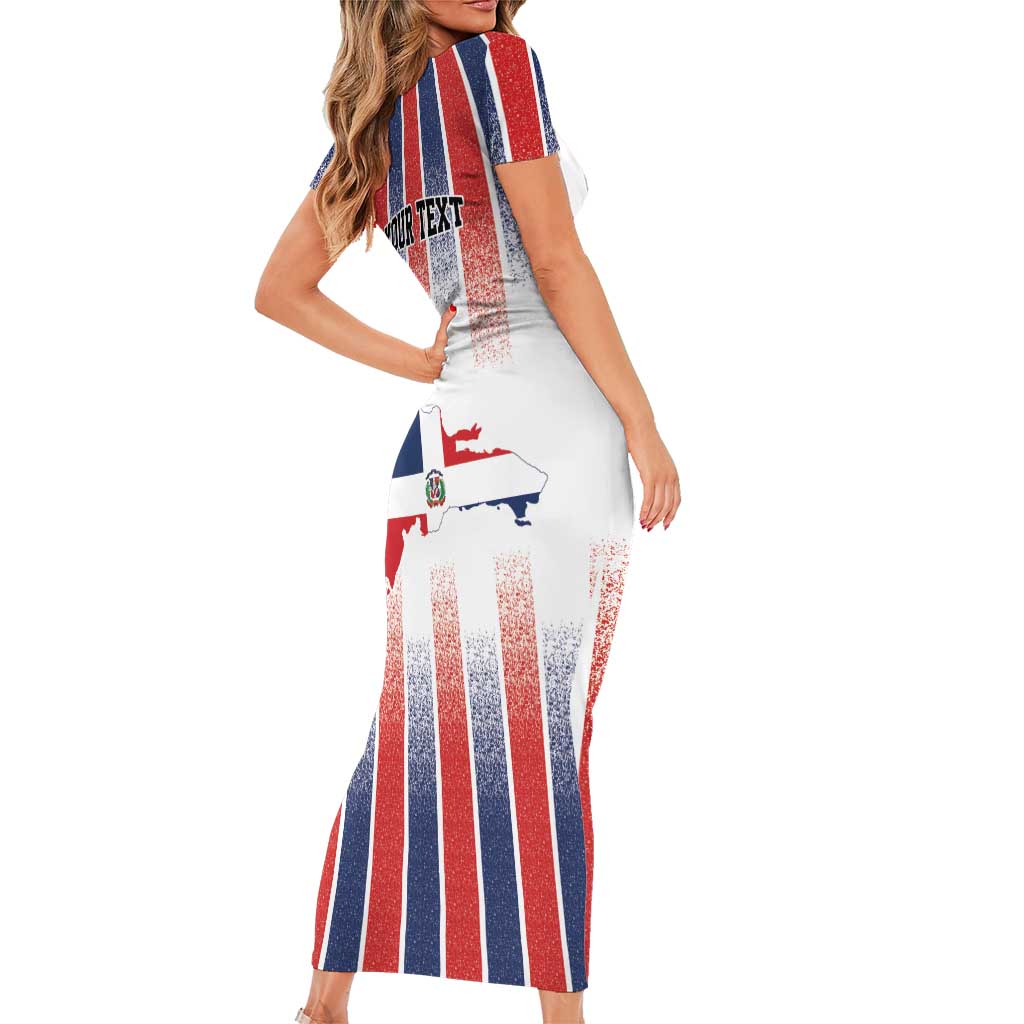 Personalized Dominican Republic Short Sleeve Bodycon Dress Stripe Stylized