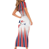 Personalized Dominican Republic Short Sleeve Bodycon Dress Stripe Stylized