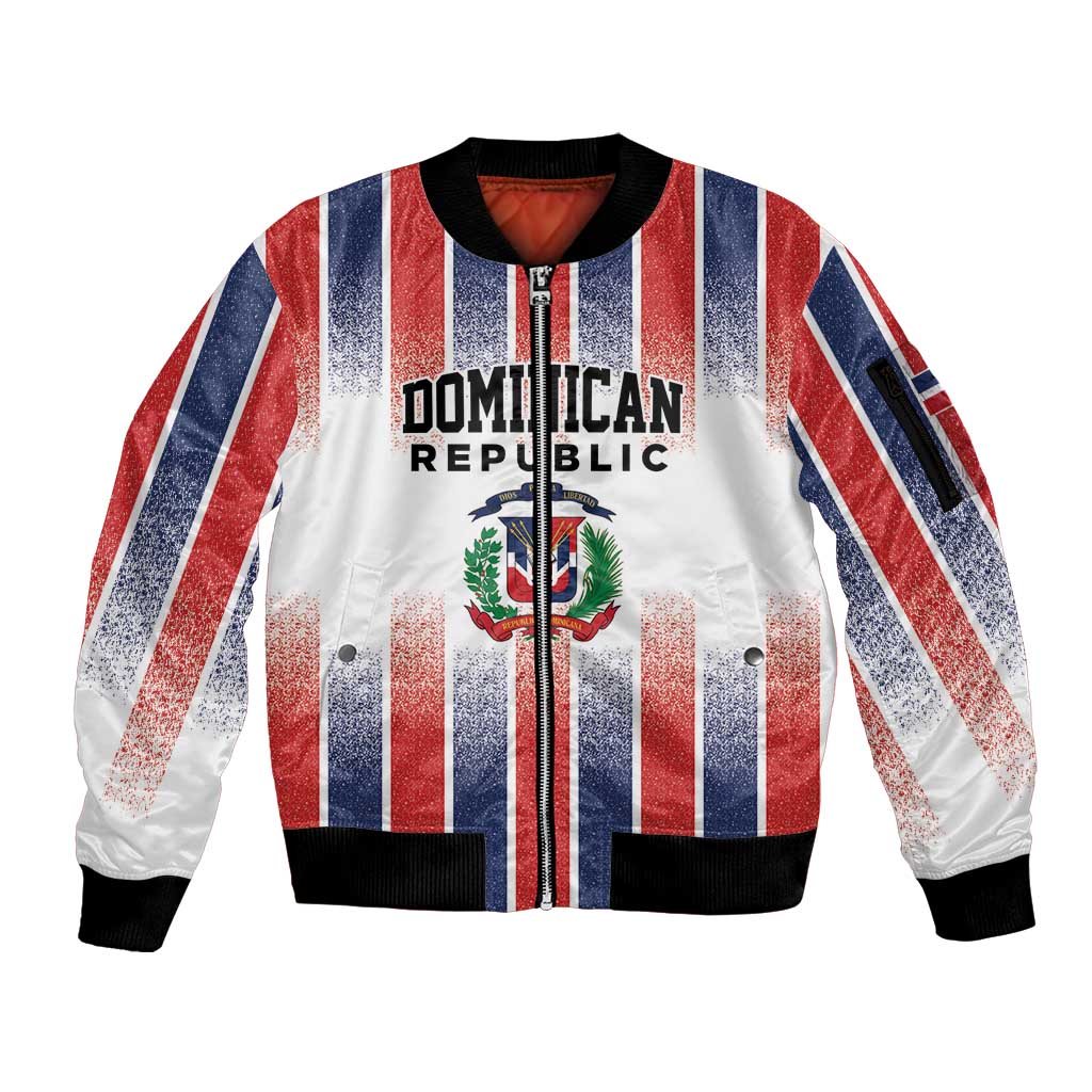 Personalized Dominican Republic Sleeve Zip Bomber Jacket Stripe Stylized