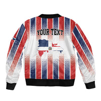 Personalized Dominican Republic Sleeve Zip Bomber Jacket Stripe Stylized
