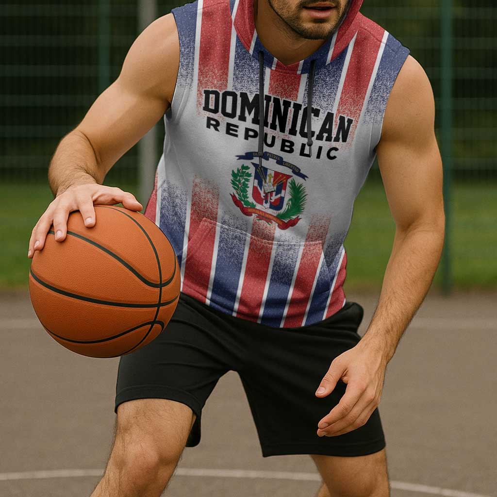 Personalized Dominican Republic Sleeveless Hoodie Stripe Stylized