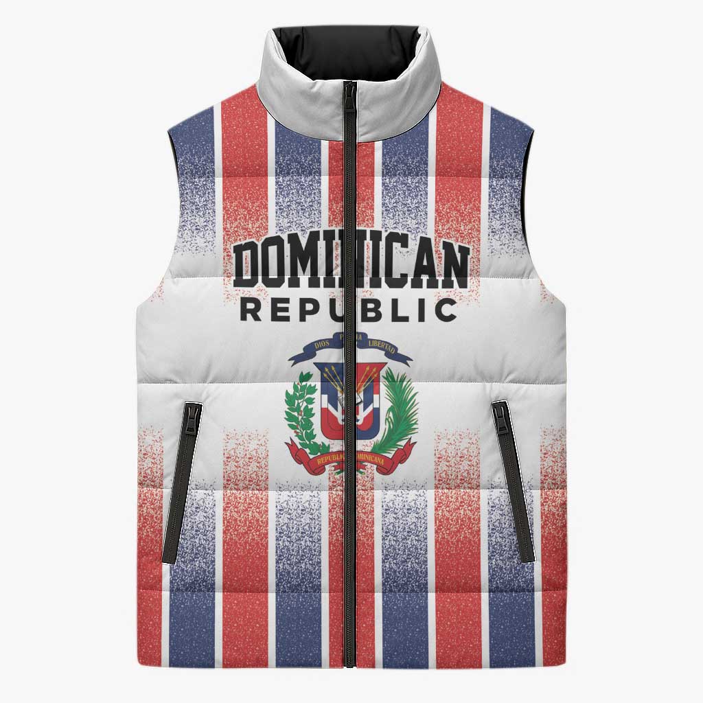 Personalized Dominican Republic Sleeveless Puffer Jacket Stripe Stylized