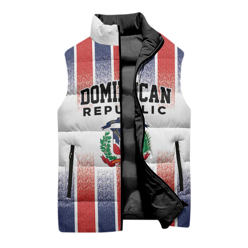 Personalized Dominican Republic Sleeveless Puffer Jacket Stripe Stylized