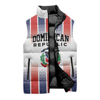 Personalized Dominican Republic Sleeveless Puffer Jacket Stripe Stylized