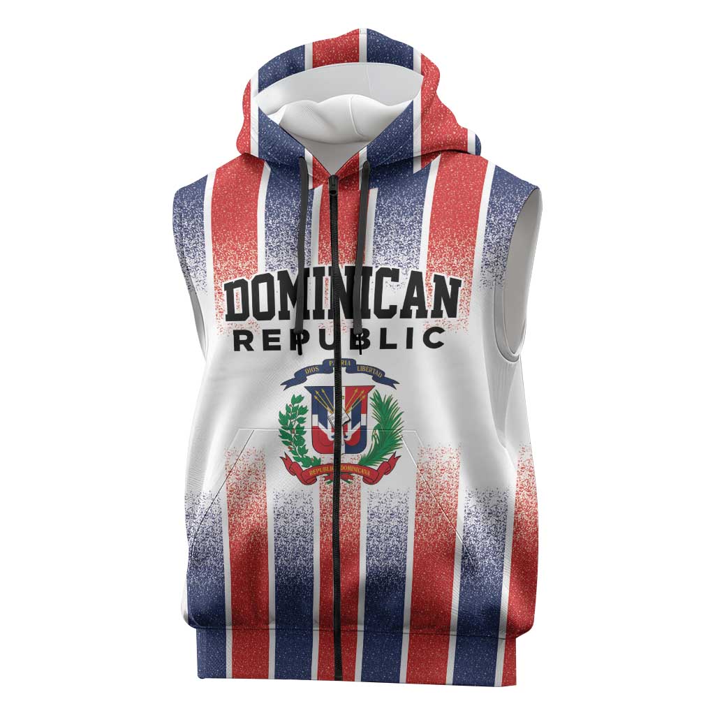 Personalized Dominican Republic Sleeveless Zip Hoodie Stripe Stylized